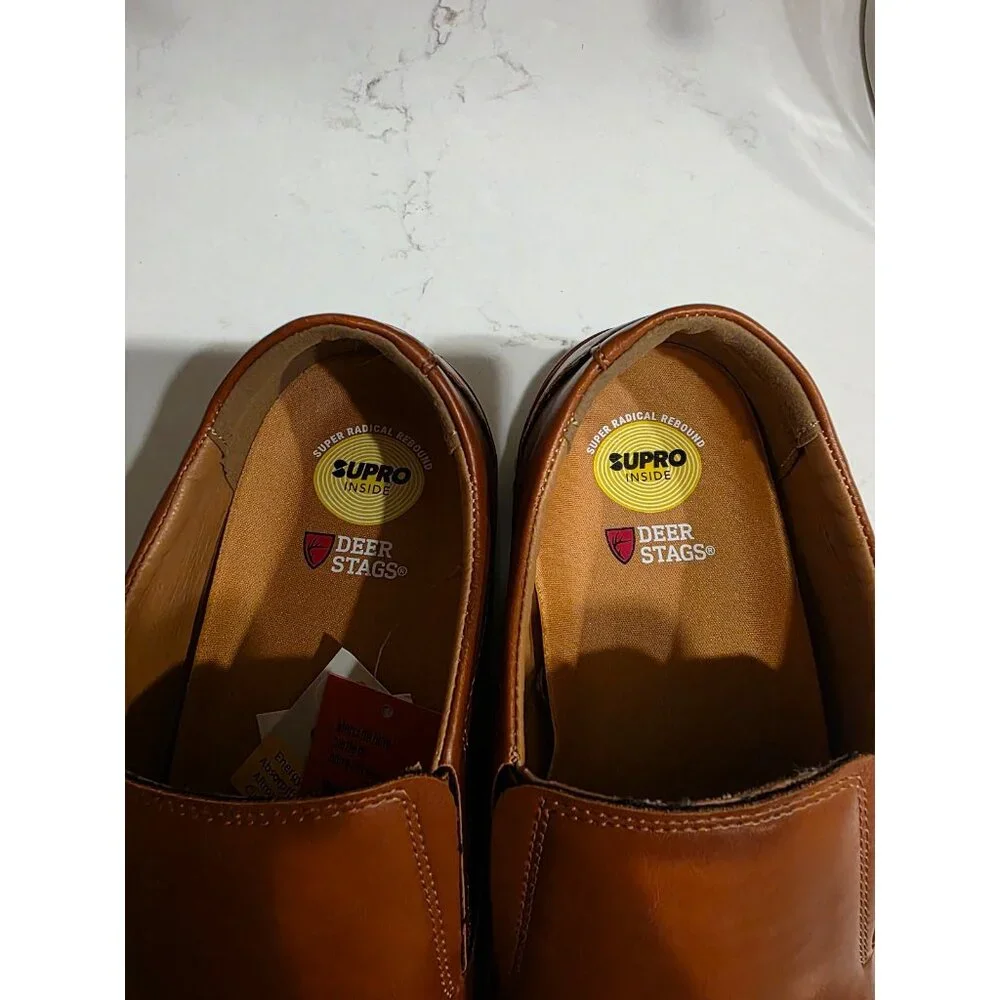 NWT Men's sz 11W Deer Stags Bayport Dark Luggage Supro Inside Slip On Loafer - Picture 2 of 8